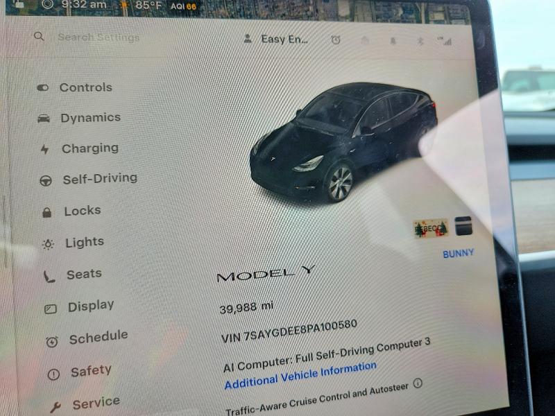 2023 Tesla Model Y მანქანა იყიდება აუქციონზე, vin: 7SAYGDEE8PA100580, აუქციონის ნომერი: 59691456