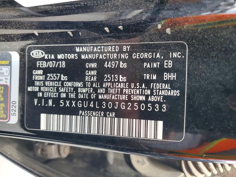 Продажа на аукционе авто 2018 Kia Optima, vin: 5XXGU4L30JG250533, номер лота: 61620536