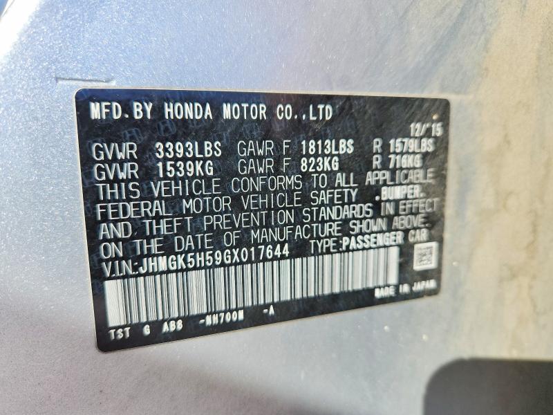 Aukcja sprzedaży 2016 Honda Fit, vin: JHMGK5H59GX017644, numer aukcji: 60849906