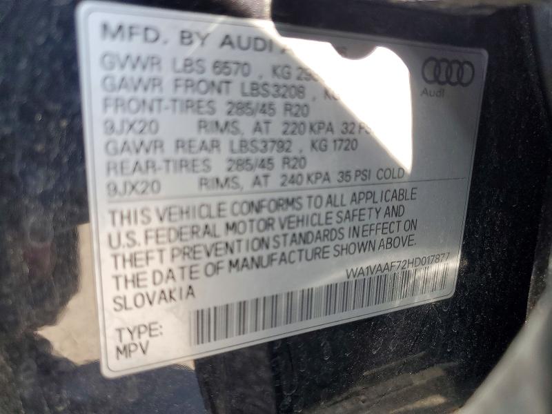 Продаж на аукціоні авто 2017 Audi Q7, vin: WA1VAAF72HD017877, номер лоту: 60496916