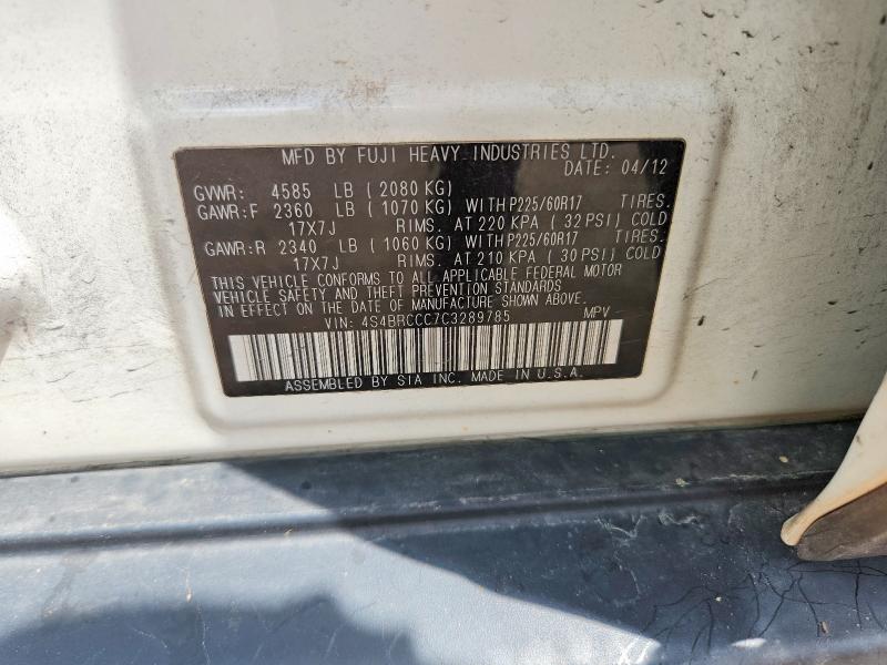 Aukcja sprzedaży 2012 Subaru Outback, vin: 4S4BRCCC7C3289785, numer aukcji: 63345256