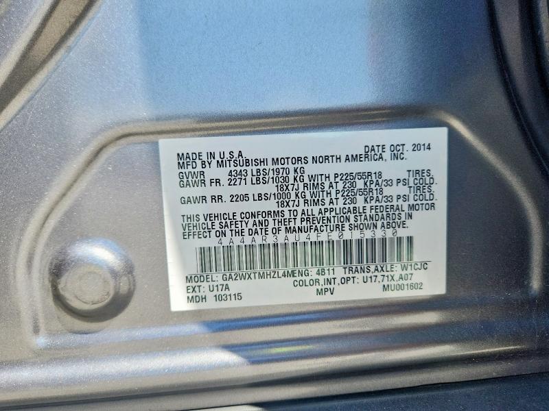 Auction sale of the 2015 Mitsubishi Outlander Sport, vin: 4A4AR3AU4FE015330, lot number: 62812306