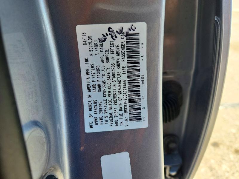 2016 Honda Accord მანქანა იყიდება აუქციონზე, vin: 1HGCR3F90GA026596, აუქციონის ნომერი: 62083926