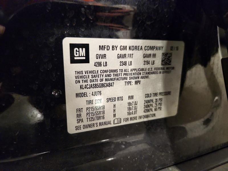 Продаж на аукціоні авто 2016 Buick Encore, vin: KL4CJASB5GB634847, номер лоту: 61123196