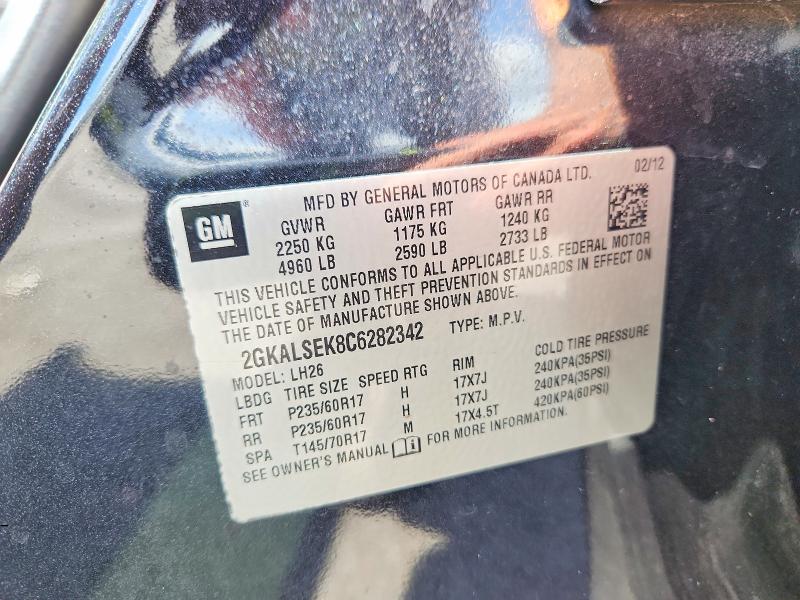 Продаж на аукціоні авто 2012 Gmc Terrain, vin: 2GKALSEK8C6282342, номер лоту: 59662476