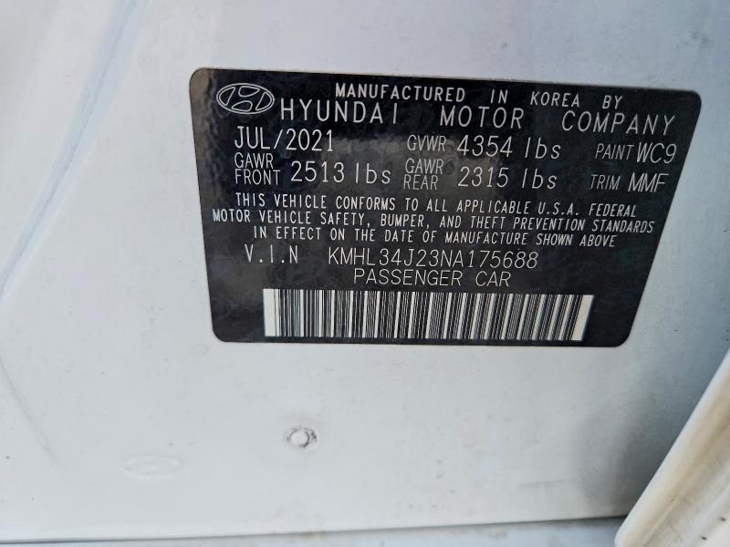 2022 Hyundai Sonata მანქანა იყიდება აუქციონზე, vin: KMHL34J23NA175688, აუქციონის ნომერი: 59627936