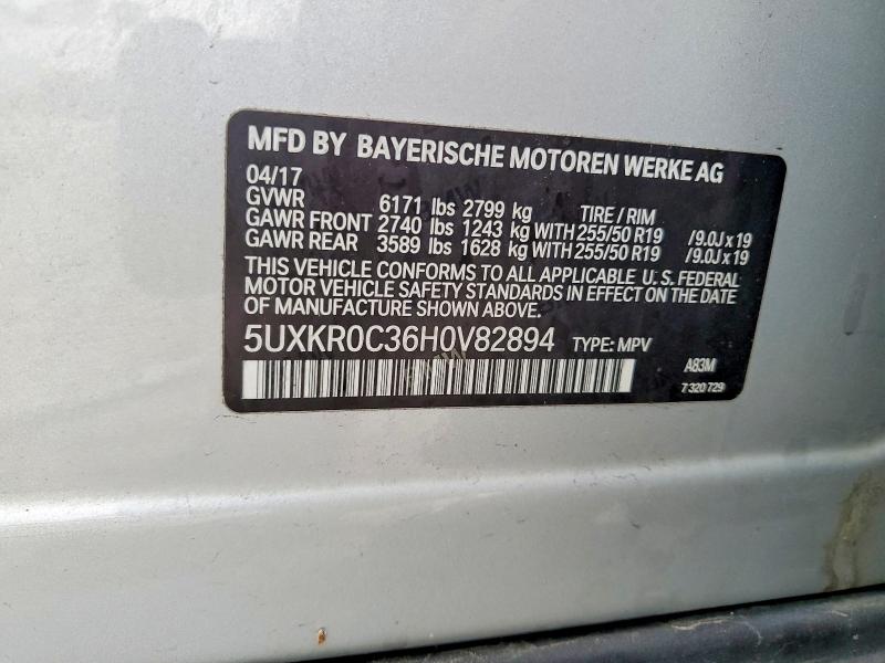 62507366 :رقم المزاد ، 5UXKR0C36H0V82894 vin ، 2017 Bmw X5 مزاد بيع