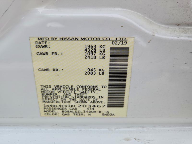 Продажа на аукционе авто 2019 Nissan Altima, vin: 1N4BL4CV1KC203467, номер лота: 61436366