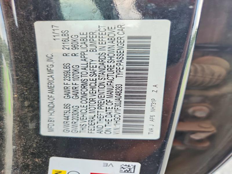 Продаж на аукціоні авто 2018 Honda Accord, vin: 1HGCV1F30JA048293, номер лоту: 63384726