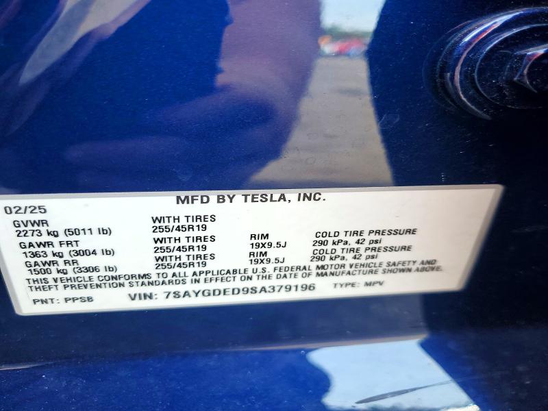61679086 :رقم المزاد ، 7SAYGDED9SA379196 vin ، 2025 Tesla Model Y مزاد بيع