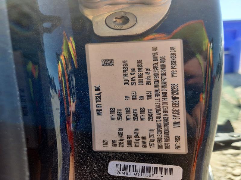 2022 Tesla Model 3 მანქანა იყიდება აუქციონზე, vin: 5YJ3E1EB2NF120258, აუქციონის ნომერი: 61064166