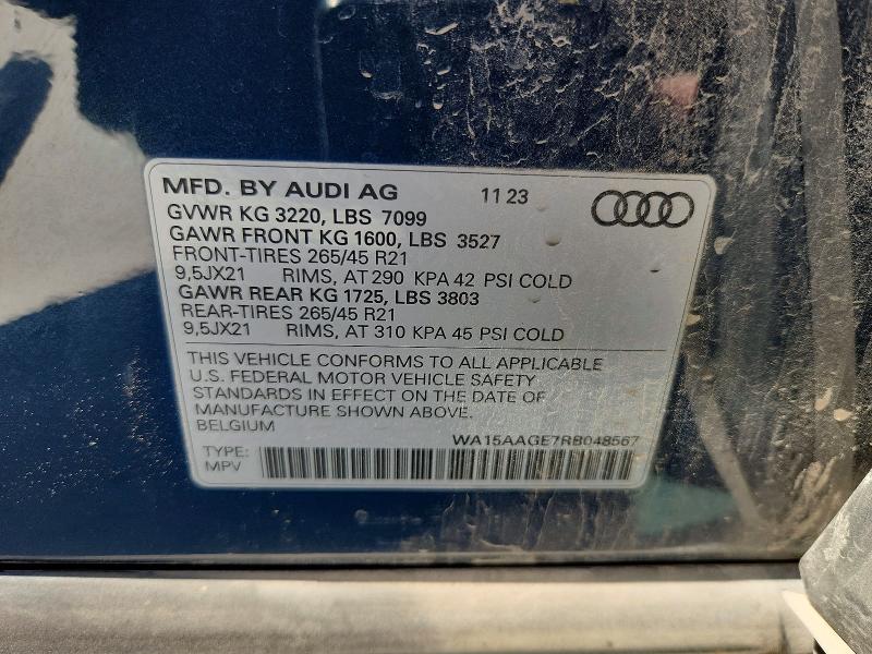 Aukcja sprzedaży 2024 Audi Q8 E-tron, vin: WA15AAGE7RB048567, numer aukcji: 59791886