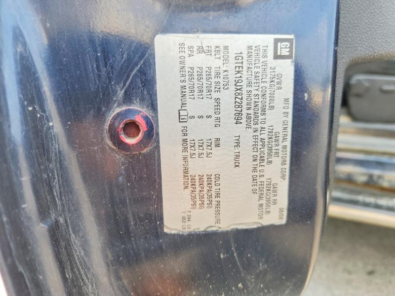2008 Gmc Sierra მანქანა იყიდება აუქციონზე, vin: 1GTEK19JX8Z287694, აუქციონის ნომერი: 60688426