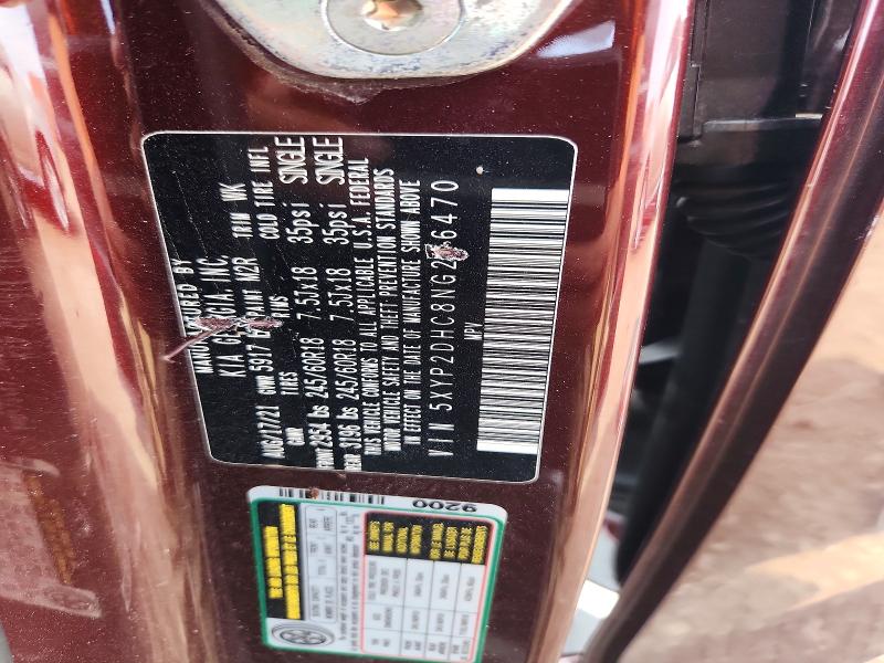 60366986 :رقم المزاد ، 5XYP2DHC8NG216470 vin ، 2022 Kia Telluride مزاد بيع