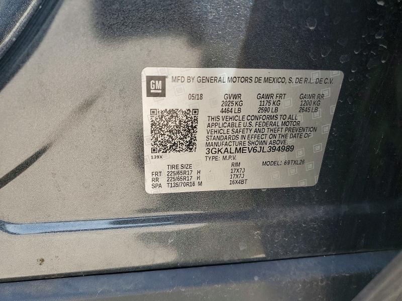 60638806 :رقم المزاد ، 3GKALMEV6JL394989 vin ، 2018 Gmc Terrain مزاد بيع