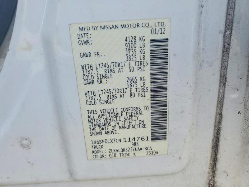 Aukcja sprzedaży 2012 Niss Nv200, vin: 1N6BF0LX7CN114761, numer aukcji: 60217286
