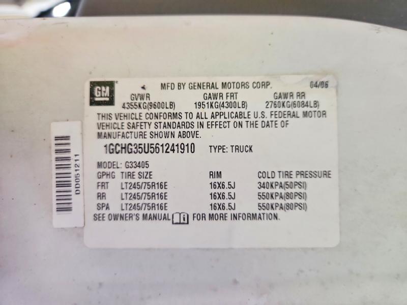 Продажа на аукционе авто 2006 Chevrolet Express G3500, vin: 1GCHG35U561241910, номер лота: 61006966