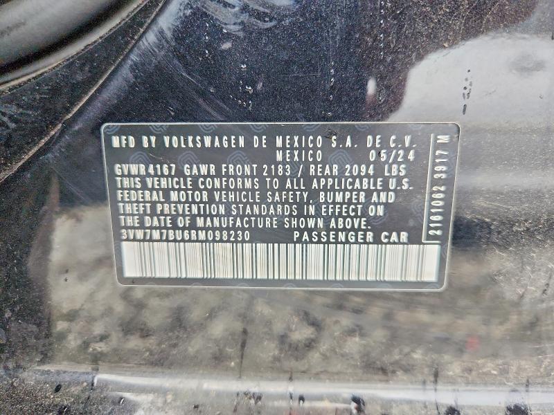 2024 Volkswagen Jetta მანქანა იყიდება აუქციონზე, vin: 3VW7M7BU6RM098230, აუქციონის ნომერი: 59857056