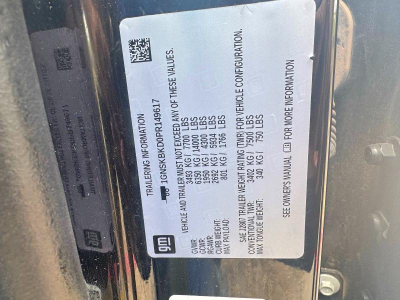 Продажа на аукционе авто 2023 Chevrolet Suburban, vin: 1GNSKBKD0PR149617, номер лота: 61405546