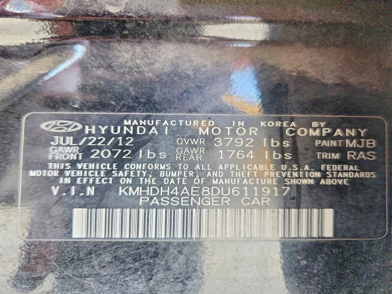 Продажа на аукционе авто 2013 Hyundai Elantra, vin: KMHDH4AE8DU611917, номер лота: 60742566