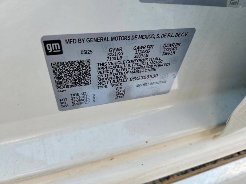 Aukcja sprzedaży 2025 Gmc Sierra, vin: 3GTUUDEL9SG326930, numer aukcji: 61974486