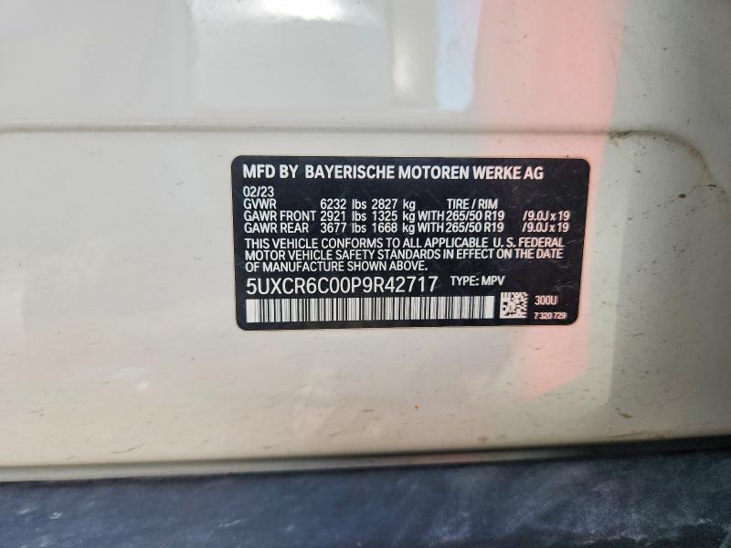 59638006 :رقم المزاد ، 5UXCR6C00P9R42717 vin ، 2023 Bmw X5 مزاد بيع