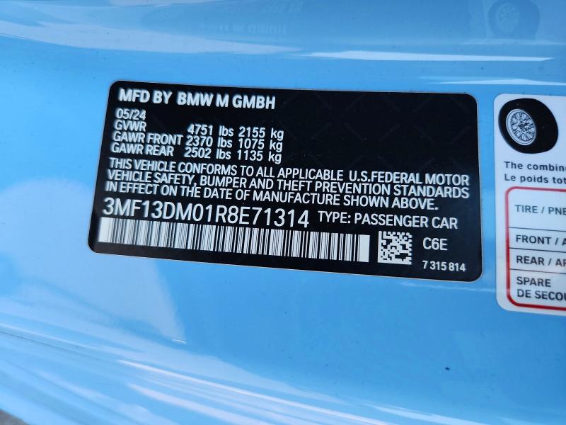 Aukcja sprzedaży 2024 Bmw M2, vin: 3MF13DM01R8E71314, numer aukcji: 58970616