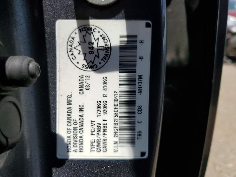 2012 Honda Civic მანქანა იყიდება აუქციონზე, vin: 2HGFB2F58CH030612, აუქციონის ნომერი: 56967456