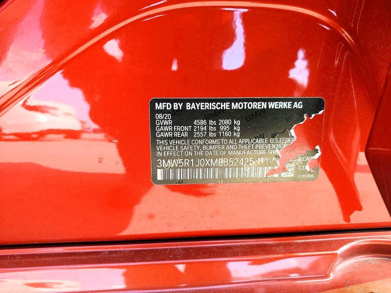 Aukcja sprzedaży 2021 Bmw 330i, vin: 3MW5R1J0XM8B52425, numer aukcji: 62624186