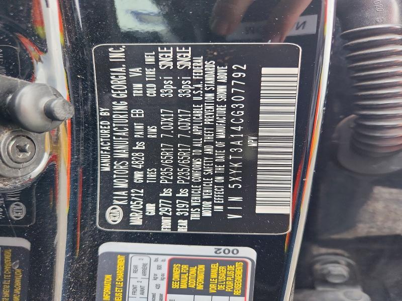 Продажа на аукционе авто 2012 Kia Sorento, vin: 5XYKT3A14CG307792, номер лота: 62698866