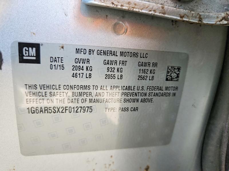 Aukcja sprzedaży 2015 Cadillac Cts, vin: 1G6AR5SX2F0127975, numer aukcji: 62086936