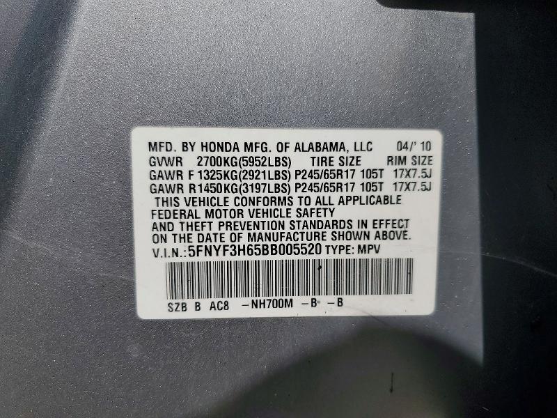 Aukcja sprzedaży 2011 Honda Pilot, vin: 5FNYF3H65BB005520, numer aukcji: 61576156