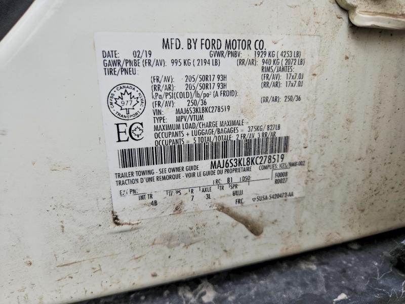 Продажа на аукционе авто 2019 Ford Ecosport, vin: MAJ6S3KL8KC278519, номер лота: 61935596