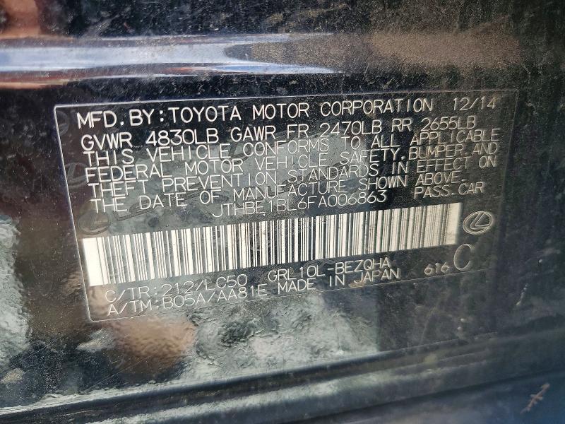 Aukcja sprzedaży 2015 Lexus Gs, vin: JTHBE1BL6FA006863, numer aukcji: 60983076