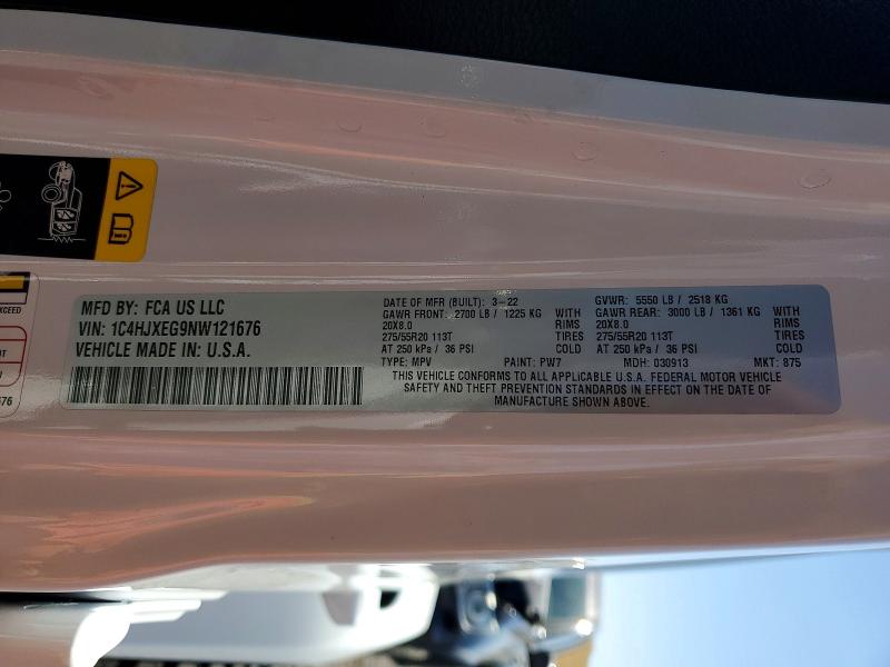 Продажа на аукционе авто 2022 Jeep Wrangler Unlimited, vin: 1C4HJXEG9NW121676, номер лота: 60180016