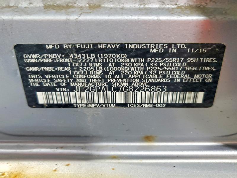 Aukcja sprzedaży 2016 Subaru Crosstrek, vin: JF2GPALC7G8226863, numer aukcji: 60228976