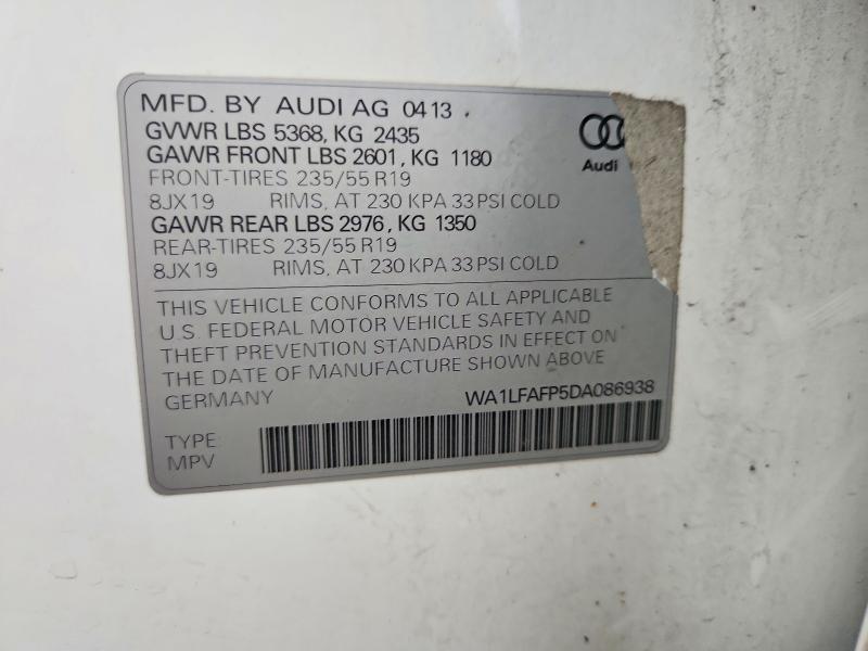 Продажа на аукционе авто 2013 Audi Q5, vin: WA1LFAFP5DA086938, номер лота: 61181086