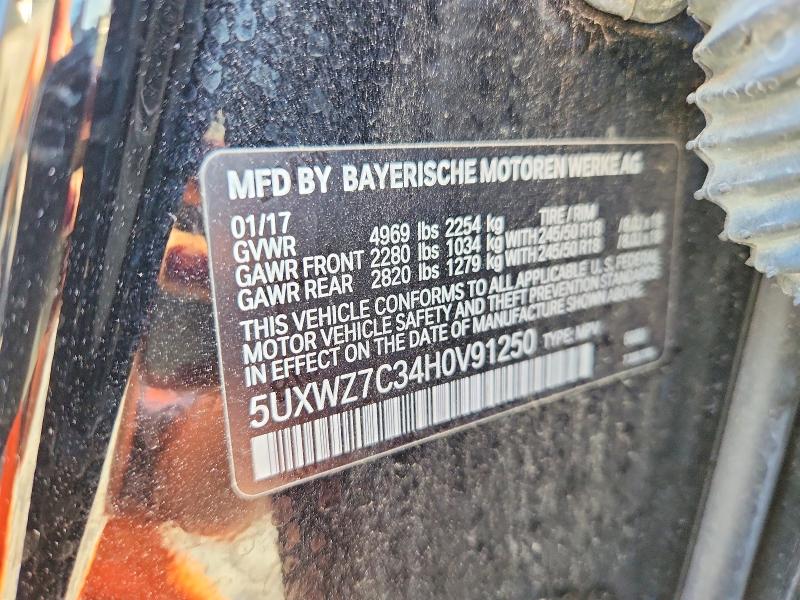 2017 Bmw X3 მანქანა იყიდება აუქციონზე, vin: 5UXWZ7C34H0V91250, აუქციონის ნომერი: 63507776