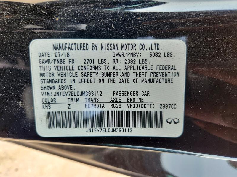 61205286 :رقم المزاد ، JN1EV7EL0JM393112 vin ، 2018 Infiniti Q60 مزاد بيع