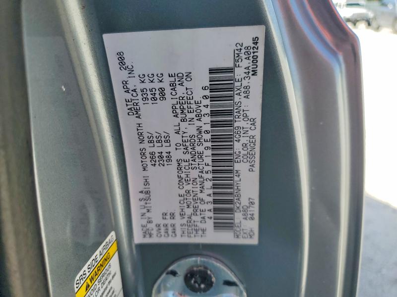 60776056 :رقم المزاد ، 4A3AL25F19E013406 vin ، 2009 Mitsubishi Eclipse مزاد بيع