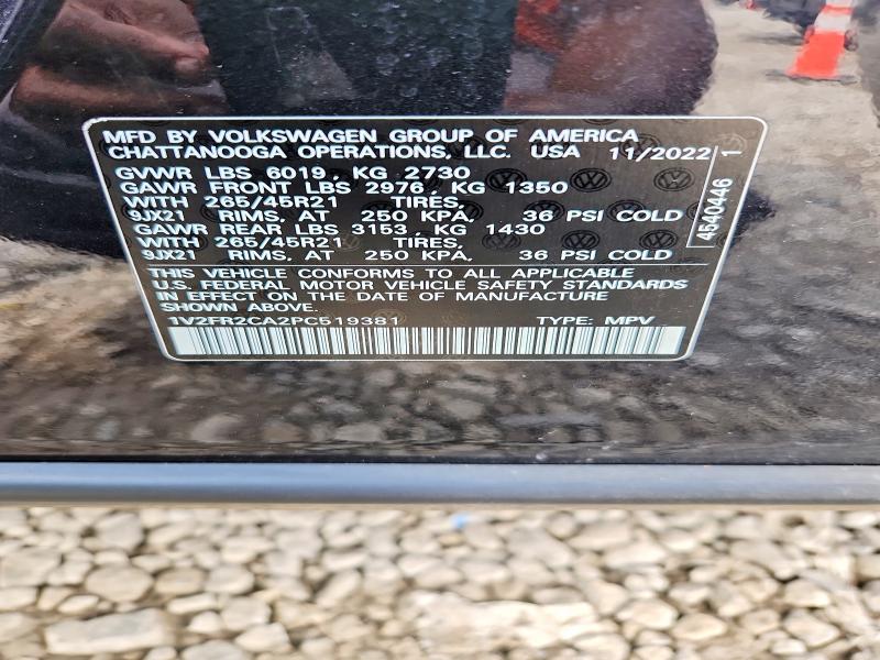 Продажа на аукционе авто 2023 Volkswagen Atlas, vin: 1V2FR2CA2PC519381, номер лота: 62429396