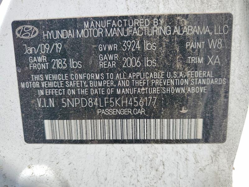 Aukcja sprzedaży 2019 Hyundai Elantra, vin: 5NPD84LF5KH456177, numer aukcji: 58784756