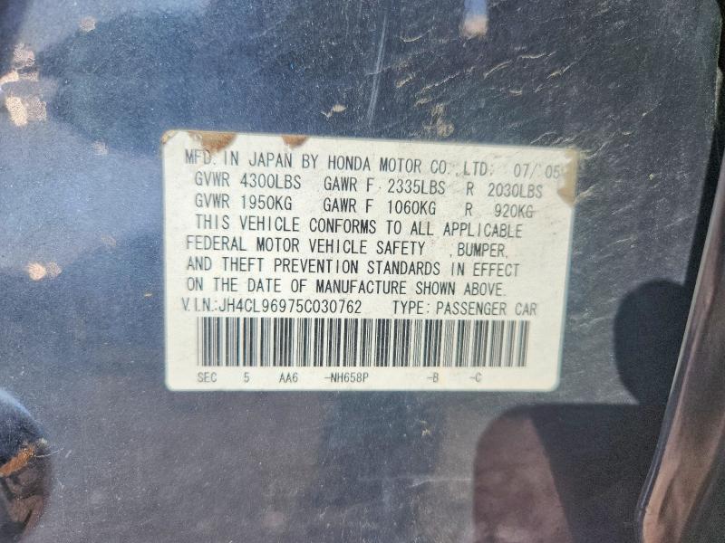 59181036 :رقم المزاد ، JH4CL96975C030762 vin ، 2005 Acura Tsx مزاد بيع