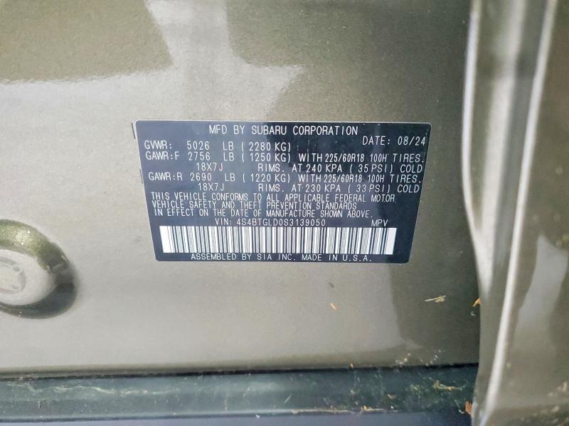 59822676 :رقم المزاد ، 4S4BTGLD0S3139050 vin ، 2025 Subaru Outback مزاد بيع