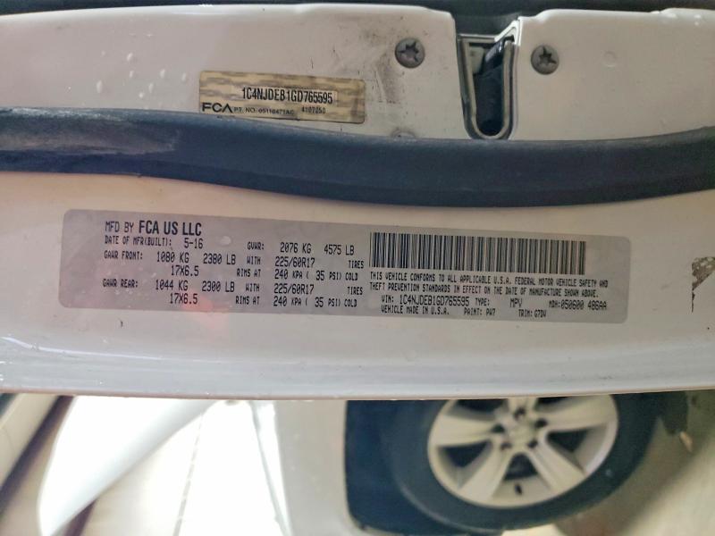 57815376 :رقم المزاد ، 1C4NJDEB1GD765595 vin ، 2016 Jeep Compass مزاد بيع