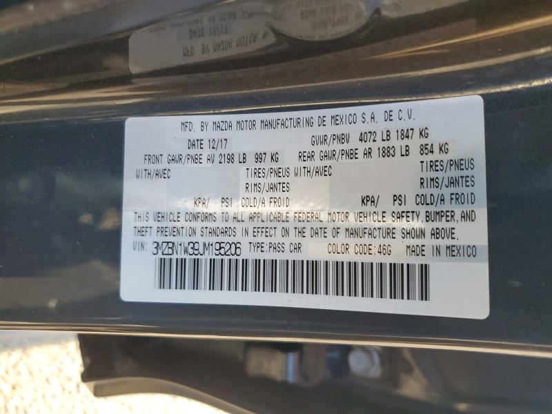62397856 :رقم المزاد ، 3MZBN1W39JM195206 vin ، 2018 Mazda 3 مزاد بيع