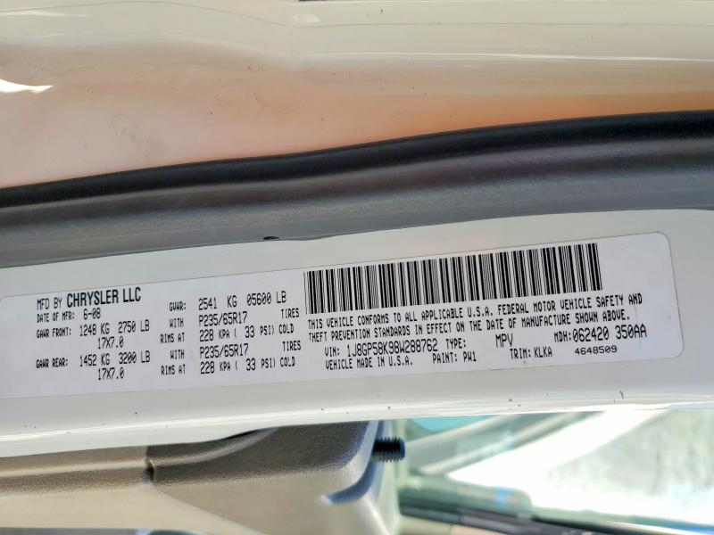 62876906 :رقم المزاد ، 1J8GP58K98W288762 vin ، 2008 Jeep Liberty مزاد بيع