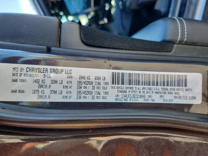 61181986 :رقم المزاد ، 1C4RJFDJ3EC218949 vin ، 2014 Jeep Grand Cherokee مزاد بيع