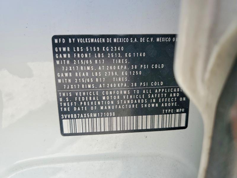 60274896 :رقم المزاد ، 3VVRB7AX5RM171098 vin ، 2024 Volkswagen Tiguan مزاد بيع