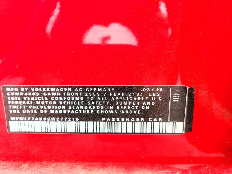 Продаж на аукціоні авто 2016 Volkswagen Golf R, vin: WVWLF7AU6GW277216, номер лоту: 60673666